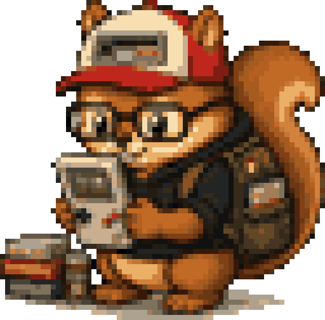 Packie — the 8-bit squirrel who hoards collectibles